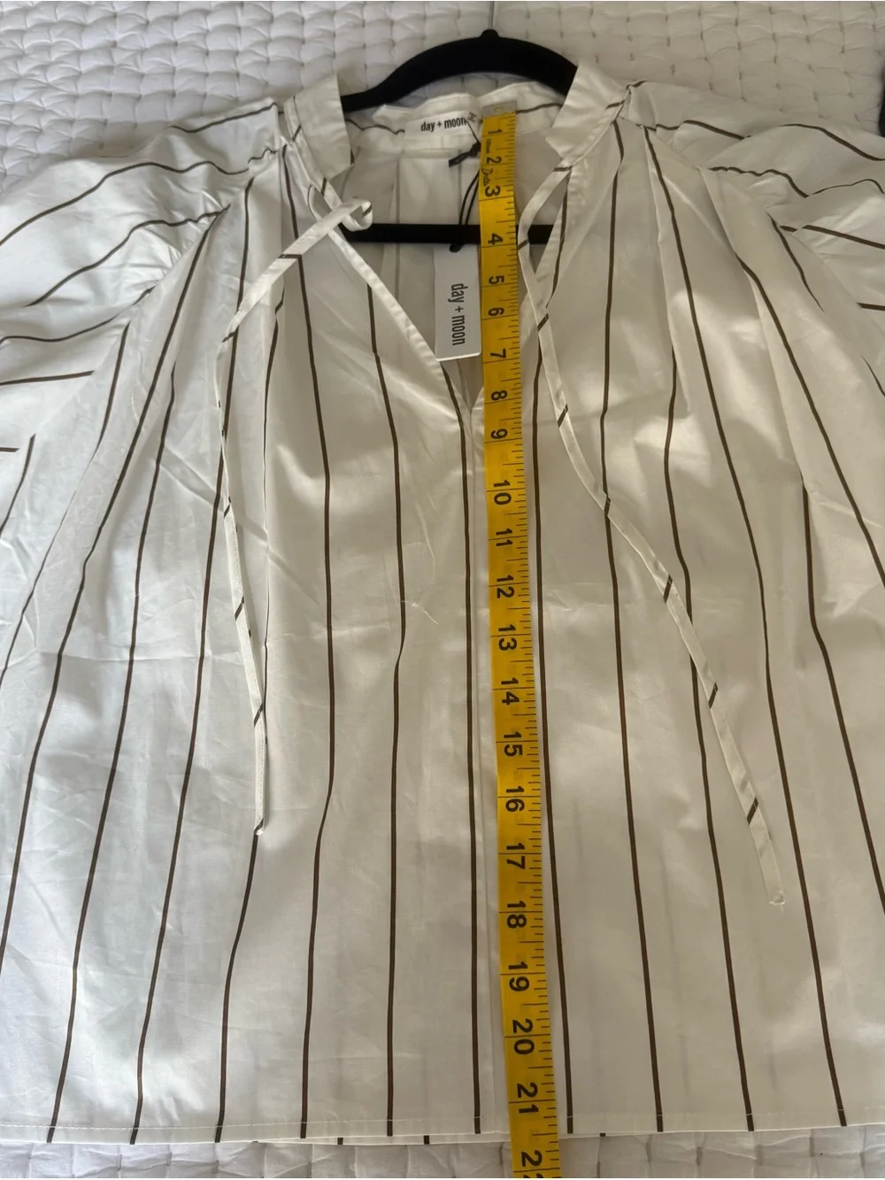 day + moon White Striped Tie-Neck Blouse - Picture 6 of 8